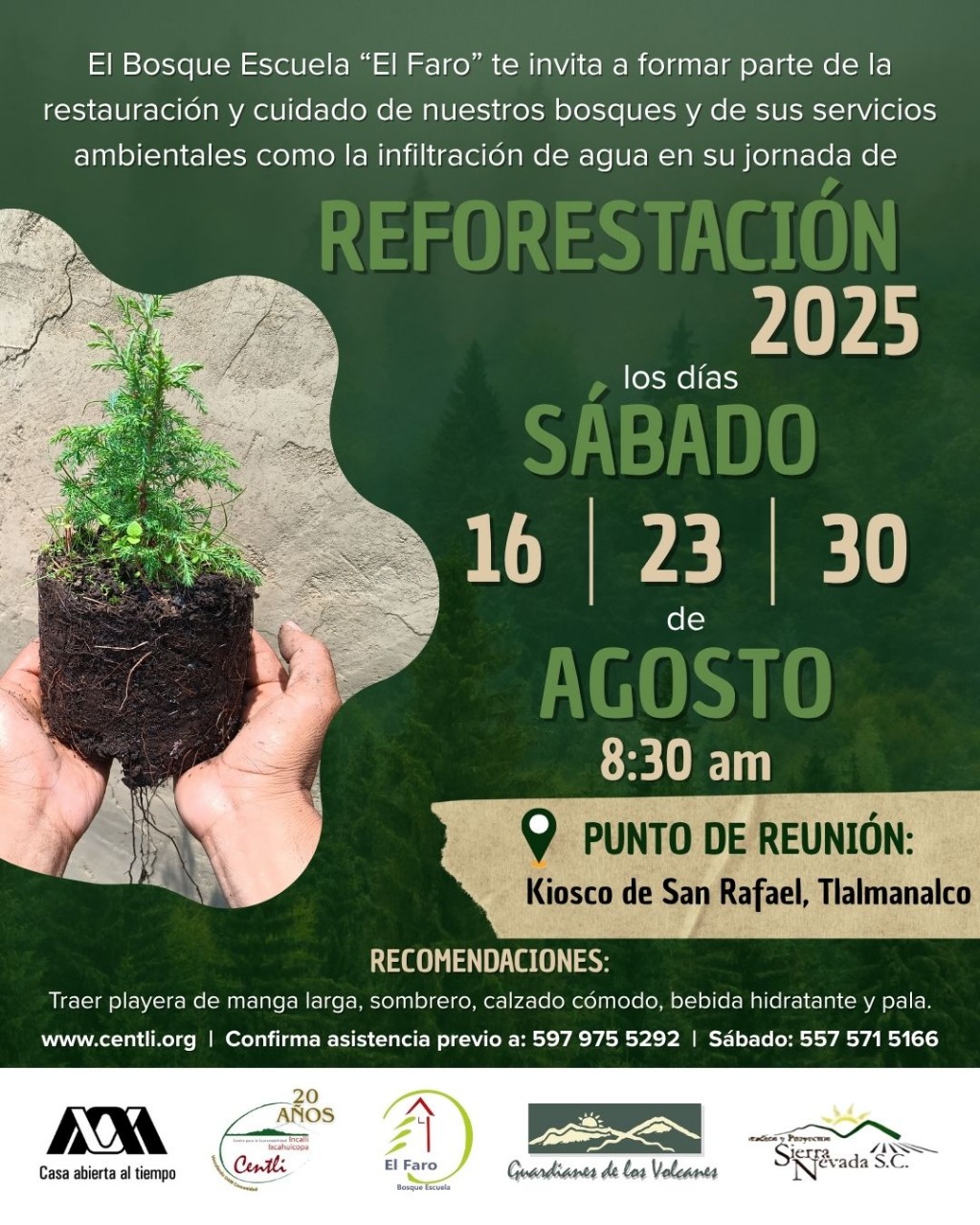 ¡Acompáñanos a plantar árboles y hacer una diferencia en nuestro planeta! El Bosque Escuela “El Faro” Invita a formar parte de  la restauración y cuidado de nuestros bosques.