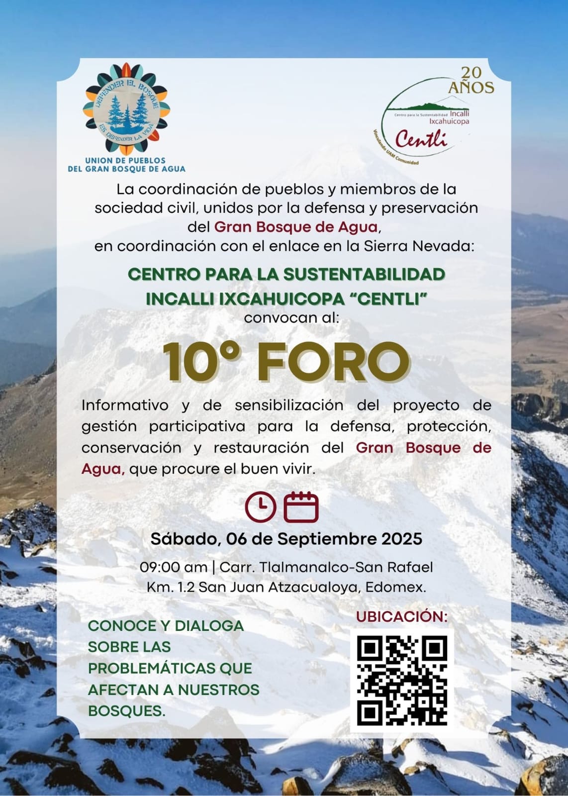Celebración de los 20 años de Centli y 10° Foro informativo del Gran Bosque de Agua.